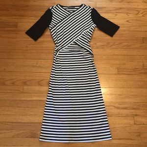 Fit and flare stripped dress